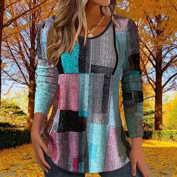 Женские осенние топы с принтом граффити и линий, повседневная футболка с длинным рукавом, топ, блузка XS белый