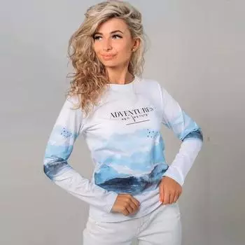 Женские осенние топы с принтом пейзажей и пейзажей, повседневная футболка с длинным рукавом, топ, блузка XS синий