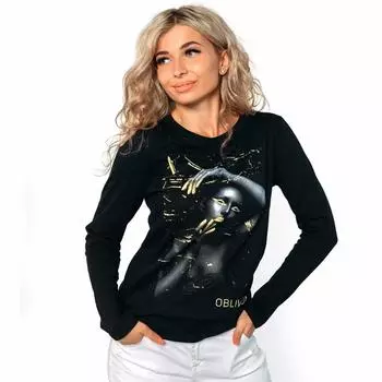 Женские осенние топы с принтом Proud Woman, повседневная футболка с длинным рукавом, топ, блузка XS чёрный