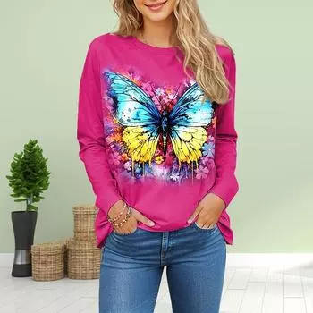 Женские осенние топы, свободная футболка с принтом кота, повседневная футболка с длинным рукавом, верхняя блузка XS белый