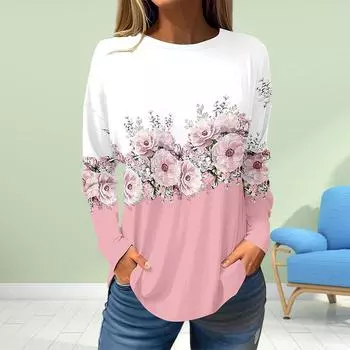 Женские осенние топы, свободная футболка с принтом кота, повседневная футболка с длинным рукавом, верхняя блузка XS чёрный