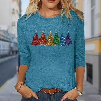 Женские осенние топы, свободная футболка с принтом кота, повседневная футболка с длинным рукавом, верхняя блузка XS синий