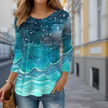 Женские осенние топы, свободная футболка с принтом кота, повседневная футболка с длинным рукавом, верхняя блузка XS светло-синий