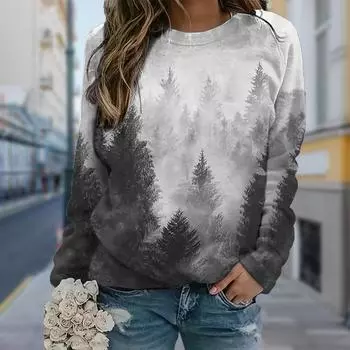 Женские осенние топы, свободная футболка с принтом кота, повседневная футболка с длинным рукавом, верхняя блузка XS синий