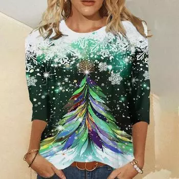 Женские осенние топы, свободные кошачьи рождественские элементы, принт, повседневная футболка с длинными рукавами, топ, блузка XS чёрный
