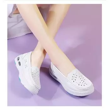 Женские осенние туфли для кормления на толстой подошве, белые туфли 34 белый/фиолетовый