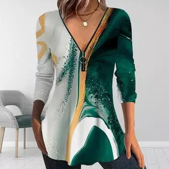 Женские осенние зеленые и свежие текстурные футболки с длинным рукавом, свободные футболки с V-образным вырезом больших размеров, удобные блузки XS чёрный