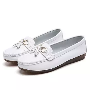 Женские осенние женские лоферы на плоской подошве, женские туфли из натуральной кожи без шнуровки, балетки с галстуком-бабочкой, женская обувь, размер 35-41 40 бежевый