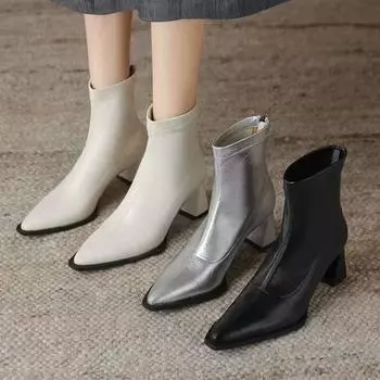 Женские остроносые ботинки челси на высоком каблуке, массивные туфли, зимняя мода, туфли на каблуках, сексуальные туфли для ходьбы, женские туфли-лодочки 35