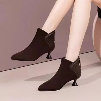 Женские остроносые сапоги на высоком каблуке Сапоги на молнии Дизайнерские женские сапоги на высоком каблуке в стиле вестерн Ретро-комфортные высокие каблуки 35