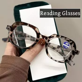 Женские овальные очки для пресбиопии с диоптриями, модные трендовые очки против синего света, готовые очки для дальнозоркости с диоптриями до +4,0 0