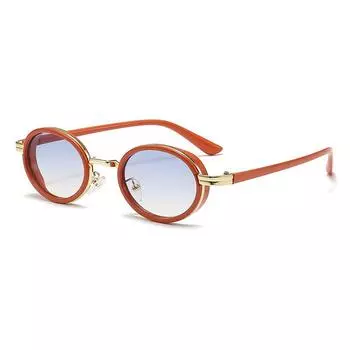 Женские овальные солнцезащитные очки в стиле панк, женские винтажные металлические оправы, маленькие очки, оттенки UV400