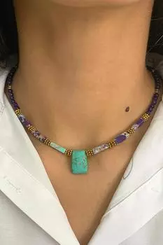 Женские ожерелья из натурального камня, специальный дизайн, кварц, аметист, флюорит, бирюза, модные ювелирные изделия ручной работы, ожерелья с подвеской