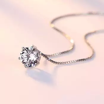 Женские ожерелья из стерлингового серебра 925 пробы с подвеской в виде одинарного сверла, высокое качество, шесть когтей, циркон, ключичная цепочка, длина ювелирных изделий 45 см