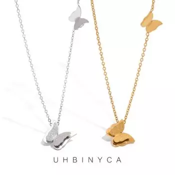 Женские ожерелья с подвесками в виде бабочек, изысканные ювелирные изделия из нержавеющей стали, не выцветающие серебряный