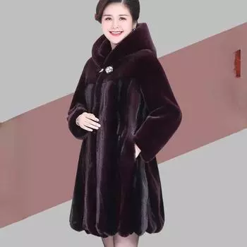 Женские пальто женские зимние искусственный мех норковая куртка шуба с капюшоном женская мода вязаная теплая зимняя одежда пальто L