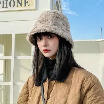 Женские панамы-ведра женские осенне-зимние теплые модные уличные панамы с изображением ягненка в рыбацком стиле, базовые шапки для женщин AC2152 One Size белый