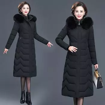 Женские парки большого размера, зимние женские парки с меховым воротником, теплая верхняя одежда, пуховое пальто, теплое длинное пальто XL красный
