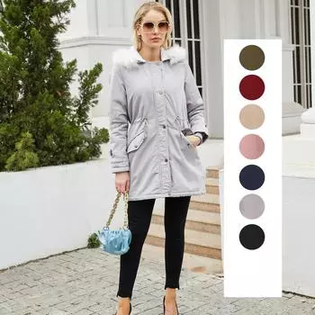 Женские парки из искусственного меха с капюшоном на флисовой подкладке, теплое пальто, водонепроницаемые ветрозащитные пуховики, зимняя верхняя одежда с длинными рукавами