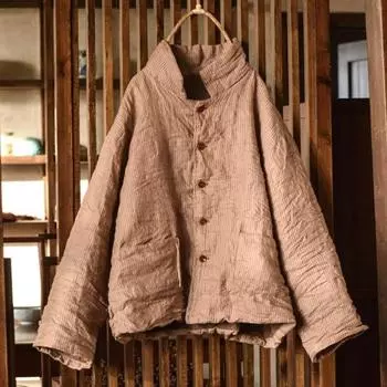 Женские парки в полоску в китайском стиле, весенние пальто на пуговицах, одежда с длинными рукавами, винтажные свободные парки One Size красный