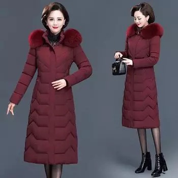Женские парки высокого качества больших размеров, зимние женские парки с меховым воротником, теплая верхняя одежда, пуховое пальто, теплое длинное пальто XL чёрный