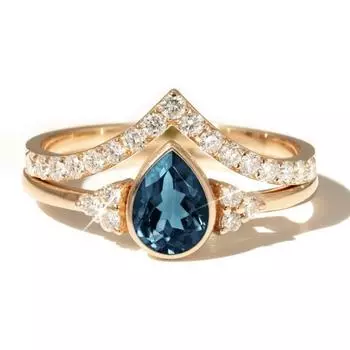 Женские парные кольца, парные кольца в форме капли воды, ювелирные изделия ручной работы No. 5 золотой