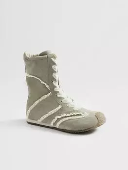 Женские парусиновые ботинки на шнуровке в стиле ретро Balletcore High Top Casual Shoes с винтажными кружевными деталями 35 бежевый