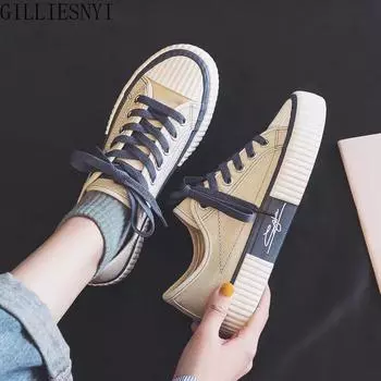 Женские парусиновые кроссовки Comfort Low Help Вулканизированная обувь для ходьбы Женская плоская повседневная обувь с высокой шнуровкой Спортивная обувь 35