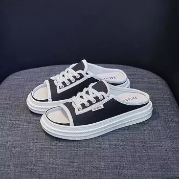 Женские парусиновые тапочки, летняя уличная мода, повседневная обувь без шнуровки, удобная пляжная обувь 35