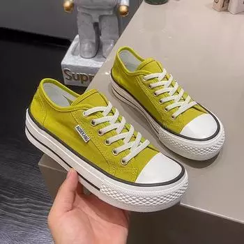 Женские парусиновые туфли 2025 года, однотонные модные повседневные туфли, студенческие кроссовки, обувь для скейтбординга на платформе, туфли на плоской подошве Tenis De Mujer 35 чёрный