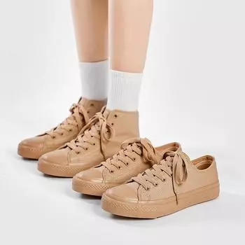 Женские парусиновые туфли цвета молочного чая 2024 года — повседневный уличный стиль с высоким/низким верхом в стиле 70-х low-top, 35 хаки