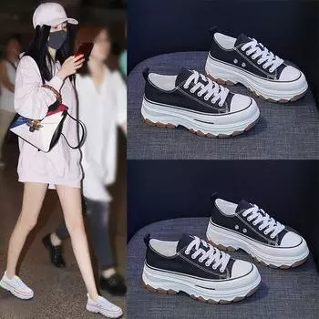 Женские парусиновые туфли Летние повседневные кроссовки Вулканизированная обувь Легкие дышащие туфли на платформе Обувь для ходьбы Zapatos Mujer 35 белый