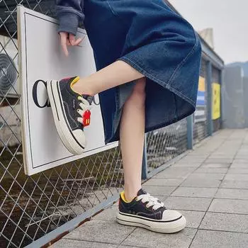 Женские парусиновые туфли Mickey Big Head 2024 года — милые, универсальные кроссовки на плоской подошве для весны Size 39