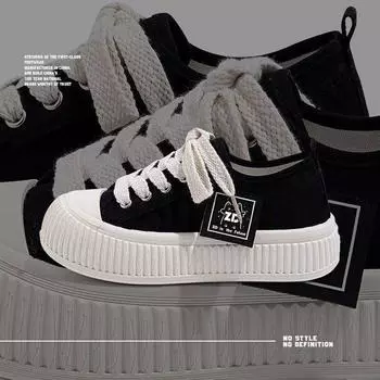 Женские парусиновые туфли на платформе 2024 года, новые дышащие маленькие белые туфли с мягкой подошвой, легкие студенческие повседневные туфли для сноубординга ins tide 35 красный