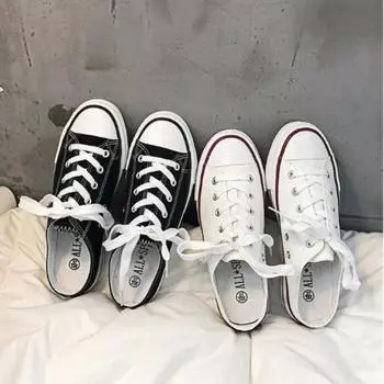 Женские парусиновые туфли на плоской подошве, полутапочки, модные, со шнуровкой, с низким вырезом, женские, с круглым носком, черные, белые, парусиновые, повседневные туфли, новинка осени 35