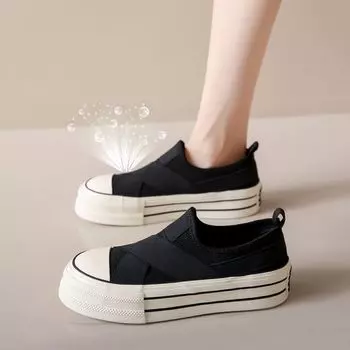 Женские парусиновые туфли на толстой подошве, летние туфли с тонкой сетчатой поверхностью, дышащая сетка, увеличивающая рост, спортивные универсальные туфли для слипонов Lofter Board 35 бежевый