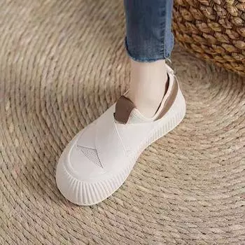 Женские парусиновые туфли на толстой подошве, новые весенние туфли с завышенной талией, бисквитные туфли без застежек в студенческом стиле, женские туфли, подходящие к любой обуви 35