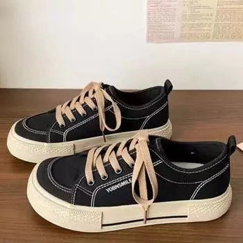 Женские парусиновые туфли на толстой подошве, осенние, новые, нишевые, универсальные, студенческие, повседневные, спортивные, модные, удобные кроссовки D305 35