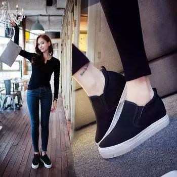 Женские парусиновые туфли на толстой подошве, увеличивающие рост - модный белый цвет, весна 2024 г. 38 белый