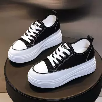 Женские парусиновые туфли, новые, мягкая подошва, нескользящая обувь, толстая подошва, модная универсальная обувь с невидимой стелькой, увеличивающей рост, женская обувь 35