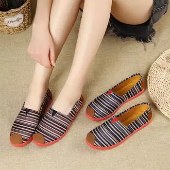 Женские парусиновые туфли Old Beijing Cloth Shoes Slip on Flat Shoes Soft All-match Casual Sneakers Work Shoes Lightweight 41