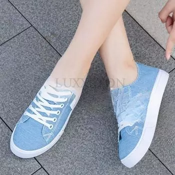 Женские парусиновые туфли с толстой подошвой и круглым носком, с низким вырезом, дышащие и удобные, облегающие, повседневные, однотонные, для занятий бордингом 36 синий