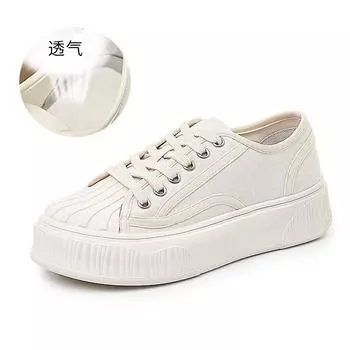 Женские парусиновые туфли Shell head 2025 года, весна, новые женские повседневные туфли-бисквиты, модные туфли на плоской подошве, универсальная женская обувь, тренд 35