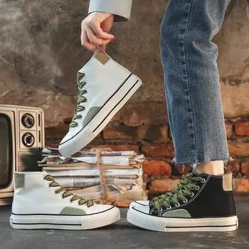 Женские парусиновые туфли Уличная мода Плоские парусиновые туфли Студенческая повседневная обувь 35 белый