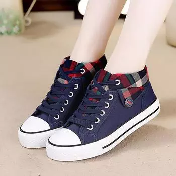 Женские парусиновые туфли уличной моды с клетчатой строчкой повседневные туфли на плоской подошве дизайнерские вулканизированные туфли 35 красный