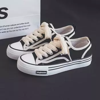 Женские парусиновые туфли Весна Новые туфли на платформе Biscuits Niche Ins Универсальные повседневные туфли для сноуборда 35 белый