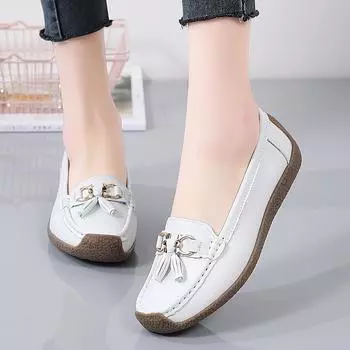 Женские пенни-лоферы из искусственной кожи, классические мокасины, повседневные, удобные, легкие, прогулочные туфли на плоской подошве, для вождения, женские туфли-лоферы 35 белый