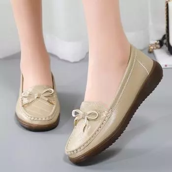 Женские пенни-лоферы из искусственной кожи, классические мокасины, повседневные, удобные, легкие, прогулочные туфли на плоской подошве, для вождения, женские туфли-лоферы 35 бежевый