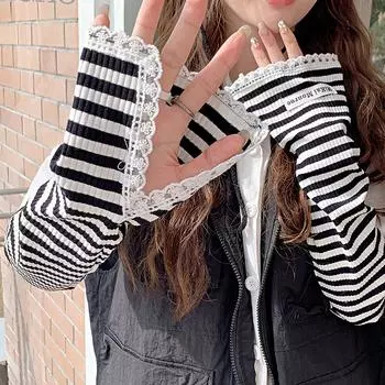 Женские перчатки для вождения, защита от ультрафиолета, рукава с половиной пальца, длинные перчатки из ледяного шелка, чехол для рук синий/розовый