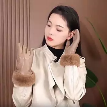 Женские перчатки из искусственной кожи для холодной погоды, зимние теплые перчатки с мягкой отделкой из искусственного меха, термоподкладка, перчатки для вечеринок вино красного